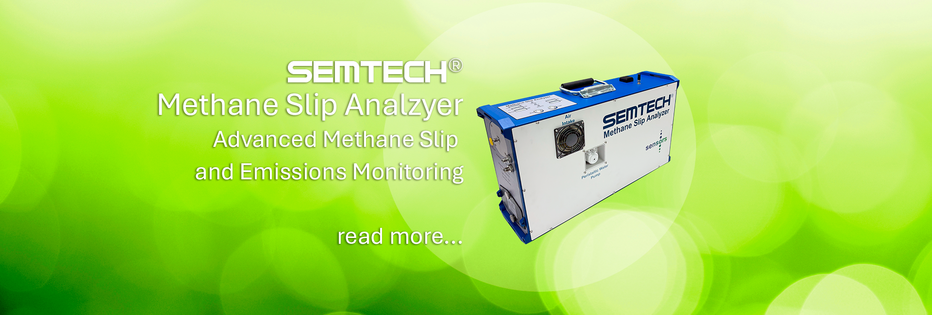 SEMTECH Methane Slip Analyzer on green background